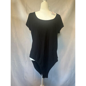 The Nines by HATCH Maternity Bodysuit Black Scoop Neck Cap Sleeve XL NWT